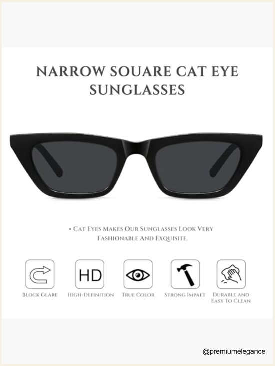 Retro Vintage-Chic Narrow Cat Eye Sunglasses UV400 Women main image 7